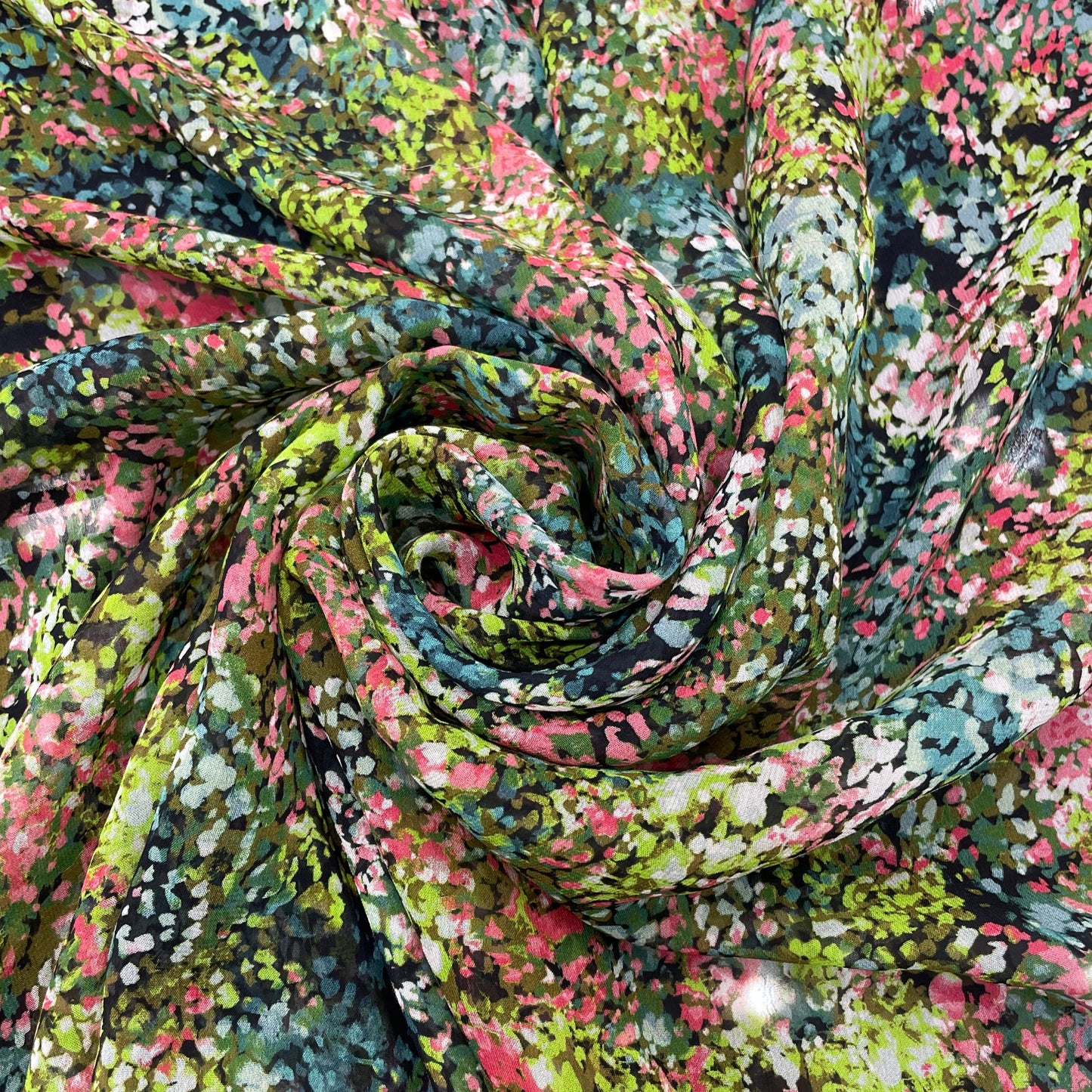 EDEN: Crepe georgette imprimé aux couleurs printanières