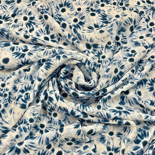 Stacy: Crêpe viscose effet peinture florale