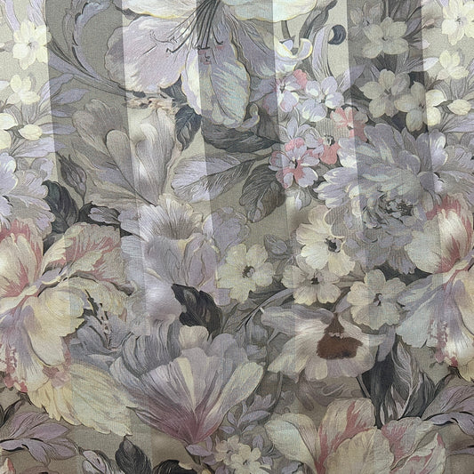 Lola : bande satin à motifs fleurs jaunes ,rose et violet
