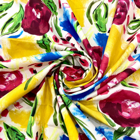 VIVANTIA: Popeline de coton effet peinture à la main