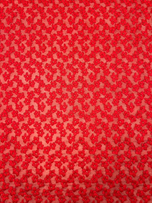 NATURA : Tulle brodée à fleurs Rouge