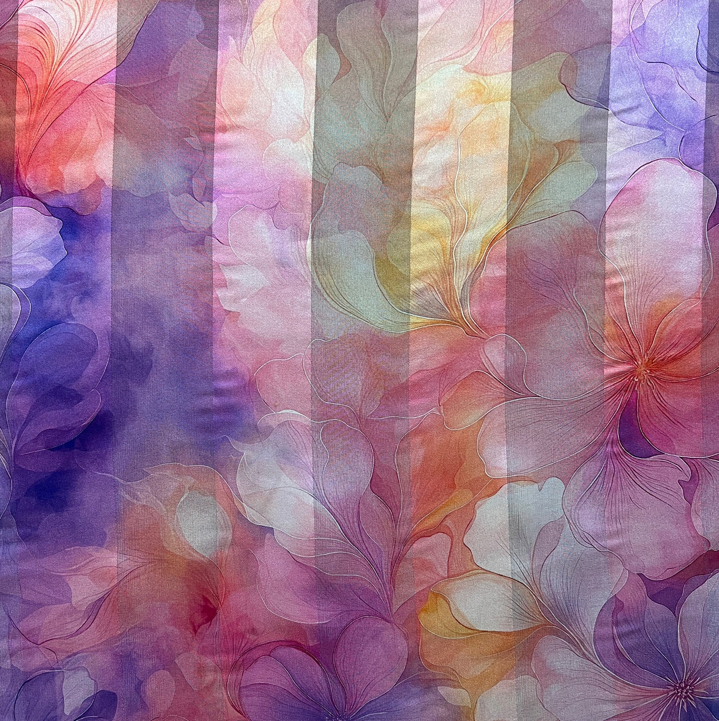 MANON : Bande satin imprimée motif dégradé floral