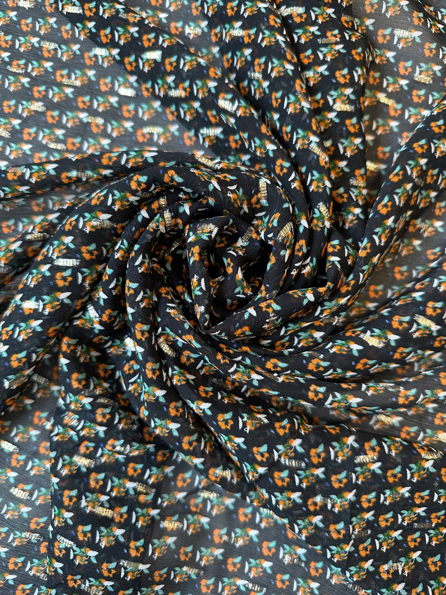 MOUMI: Mousseline crinkle viscose imprimé florale