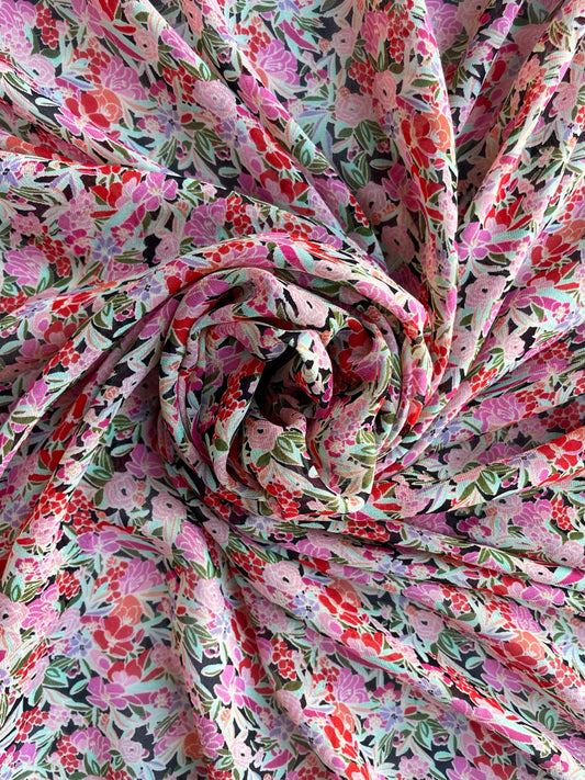 AMARIS: Voile de Coton Viscose imprimé Florale