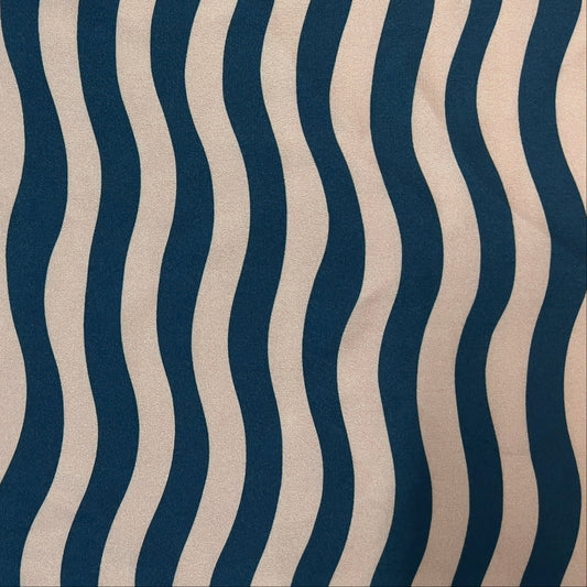 COUPON : OCÉANE Satin imprimé vagues : 3,70m