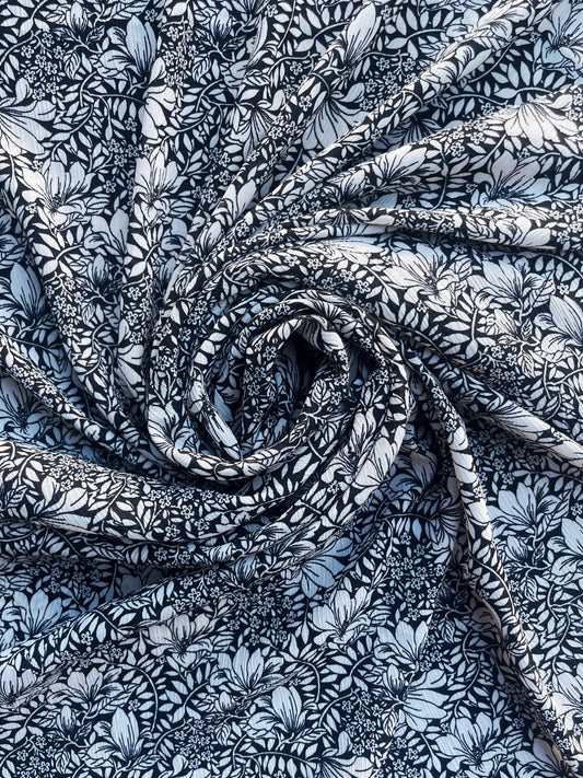 CLAIRE: Voile imprimé florale noir et blanc
