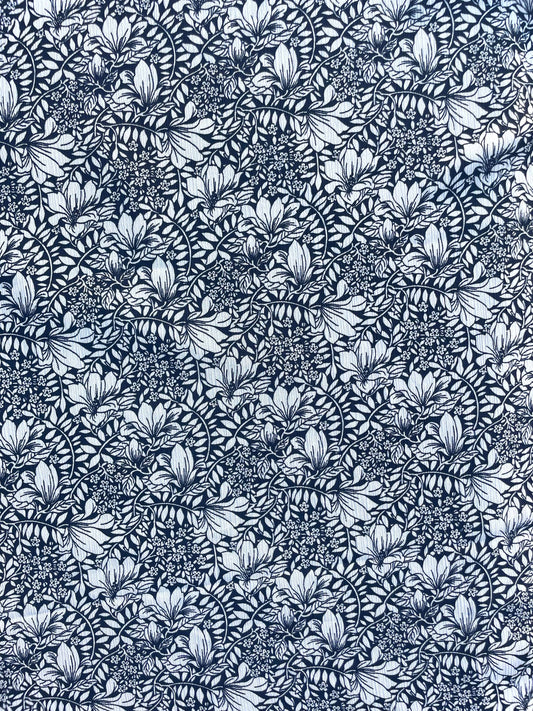 CLAIRE: Voile imprimé florale noir et blanc