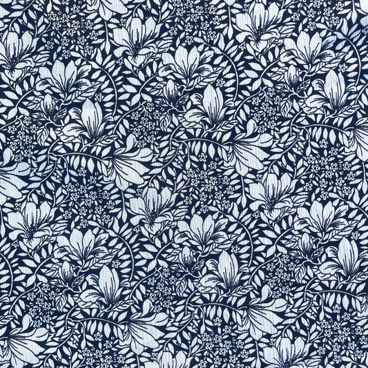 CLAIRE: Voile imprimé florale noir et blanc