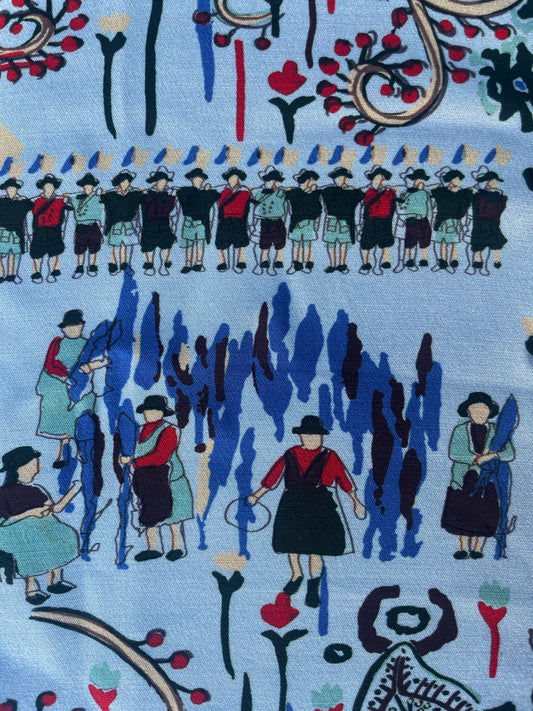 MARIANNE: Crêpe Viscose Imprimé fête de village