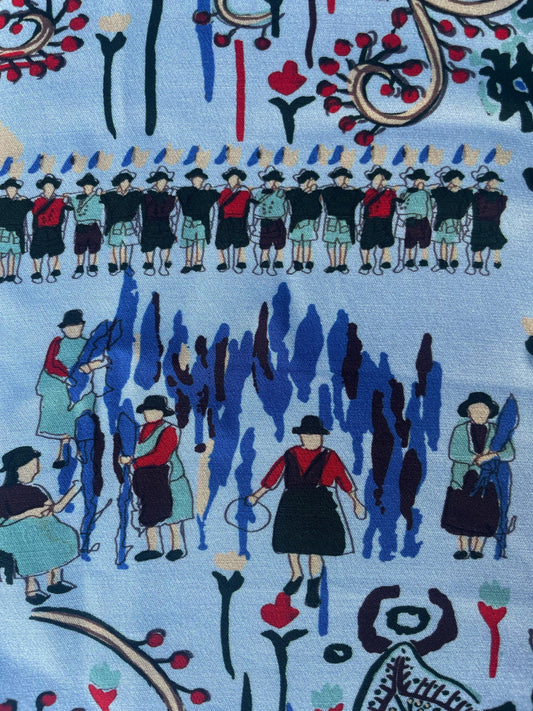 MARIANNE: Crêpe Viscose Imprimé fête de village