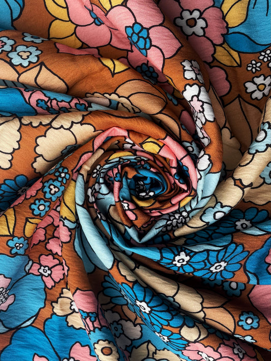 SYLVANA: Tissu de coton rétro imprimé florale