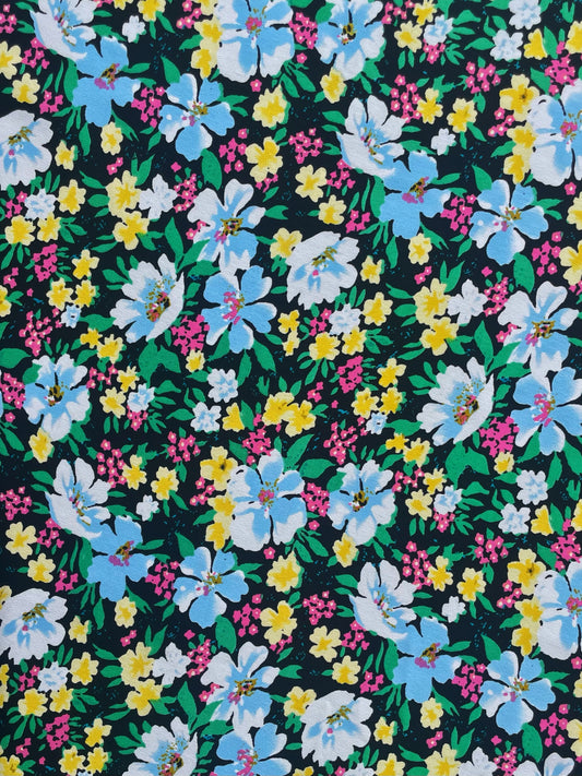 CLÉMENCE: Crêpe imprimé florale