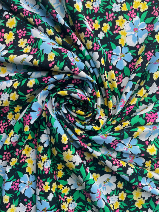 CLÉMENCE: Crêpe imprimé florale