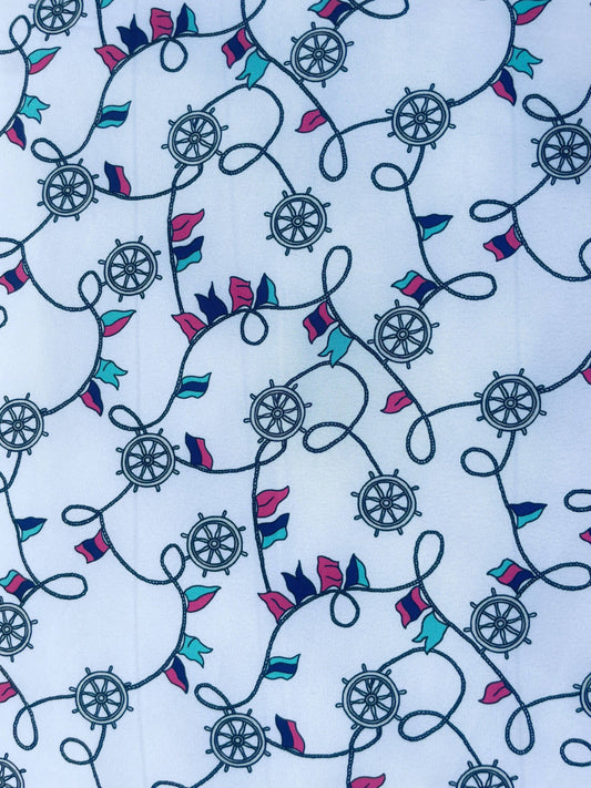 MARIS: Crêpe imprimé Barres à Roue