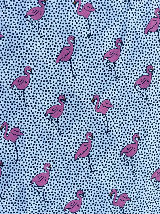 FLAMIEN: Crêpe imprimé Flamant rose