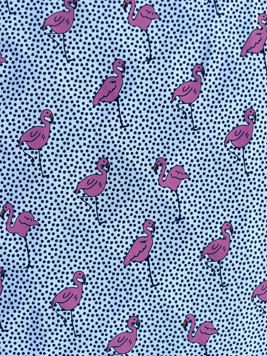 FLAMIEN: Crêpe imprimé Flamant rose