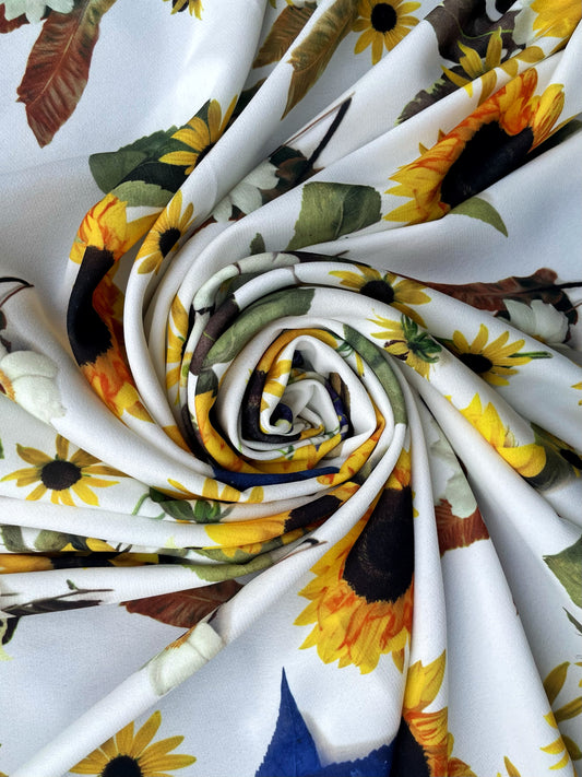 SOLARA: Crêpe imprimé Tournesol