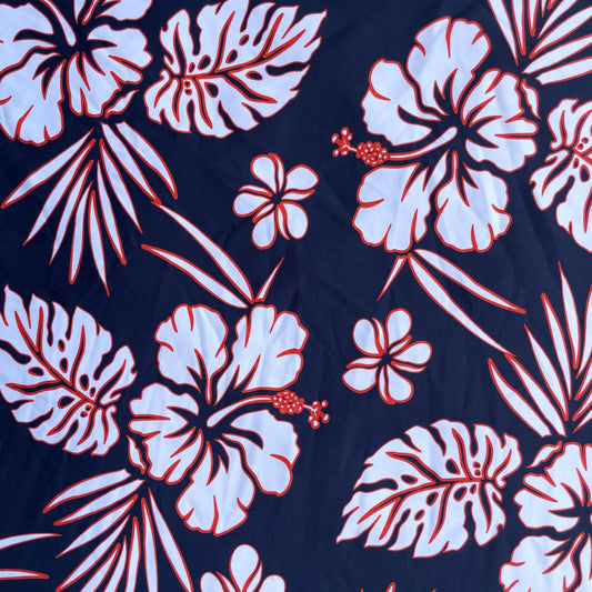 ALOHA: Maille imprimée Hibiscus