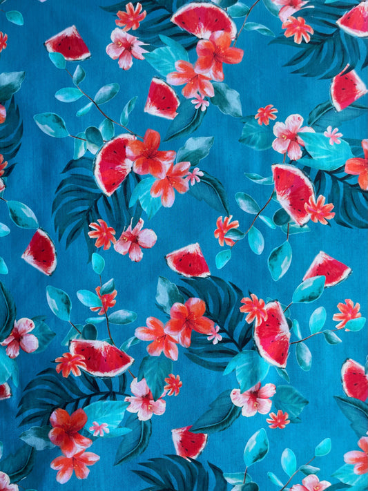 SANDYA: Maille imprimé Hibiscus et Pastèques