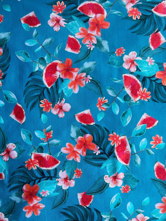 SANDYA: Maille imprimé Hibiscus et Pastèques