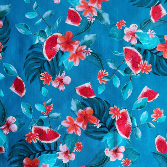 SANDYA: Maille imprimée Hibiscus et Pastèques