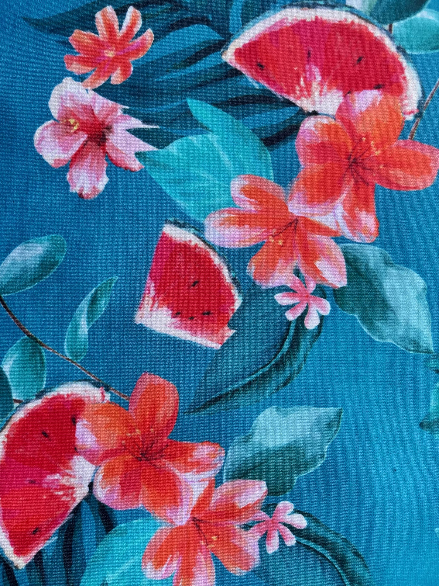 SANDYA: Maille imprimé Hibiscus et Pastèques