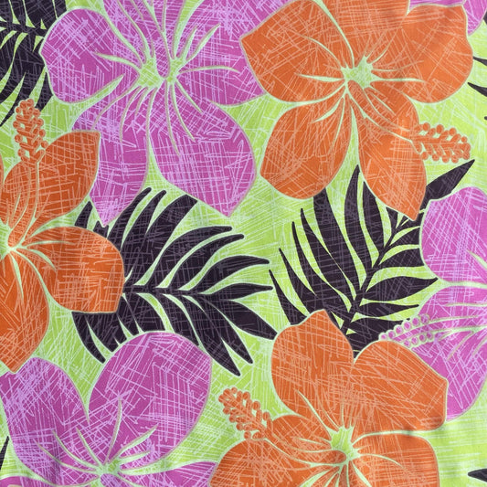 MAHINA: Maille imprimée Hibiscus 90’S