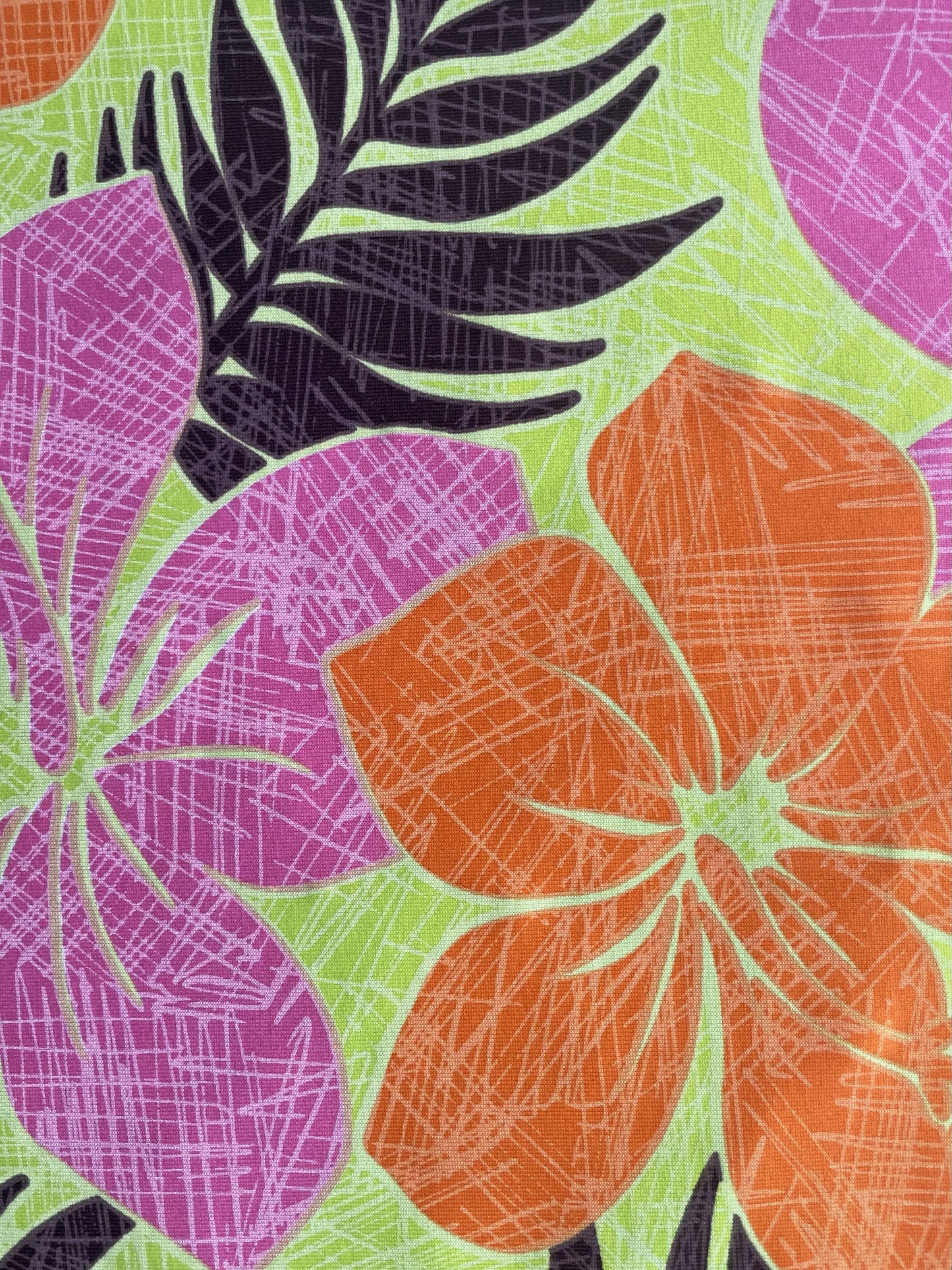 MAHINA: Maille imprimé Hibiscus 90’S