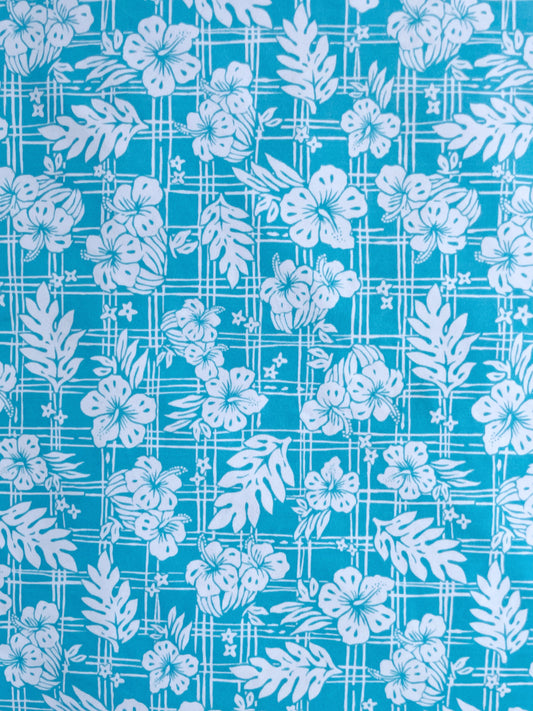 CHARLY: Maille imprimé Hibiscus et Carreaux