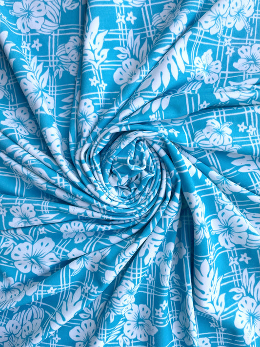 CHARLY: Maille imprimé Hibiscus et Carreaux