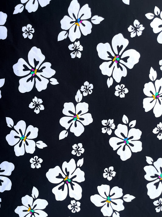 NALIA: Maille imprimé Hibiscus