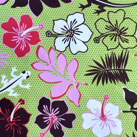 LOKELANI: Maille imprimée Hibiscus et Pois