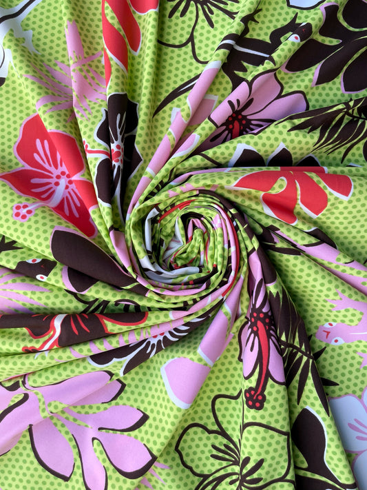 LOKELANI: Maille imprimé Hibiscus et Pois