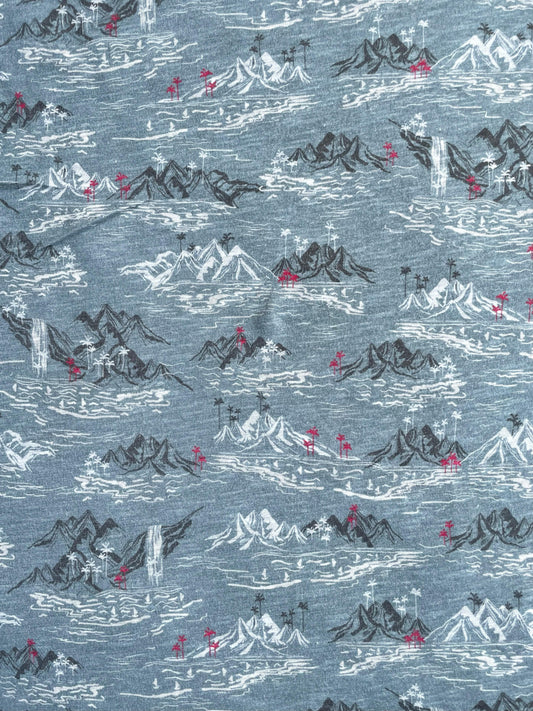 FUJI: Maille imprimé Paysage Asiatique