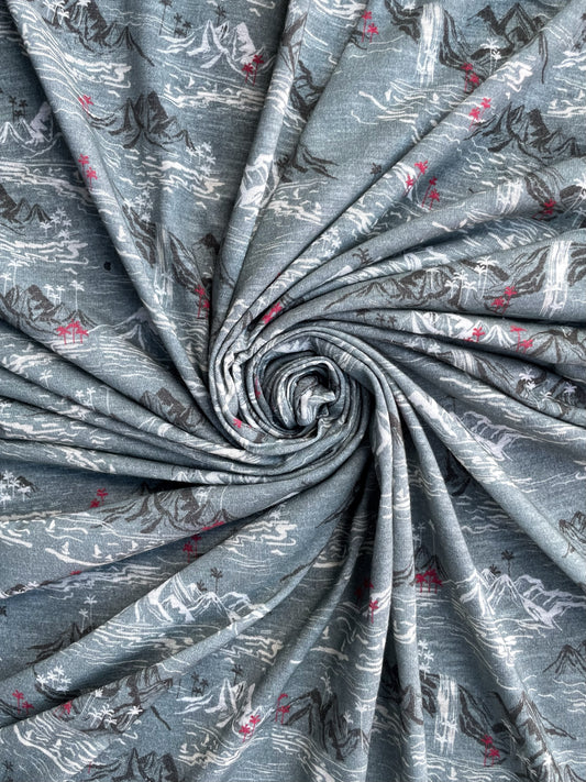 FUJI: Maille imprimé Paysage Asiatique