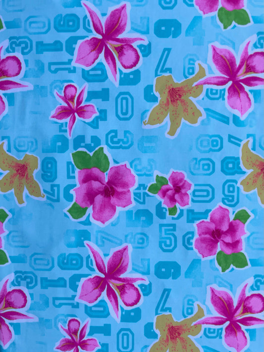 AMANDA: Maille imprimé Hibiscus 90’S