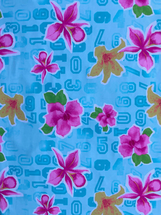 AMANDA: Maille imprimé Hibiscus 90’S