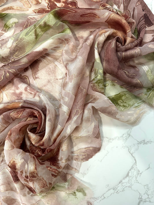 ABANA: Satin dévoré imprimé florale