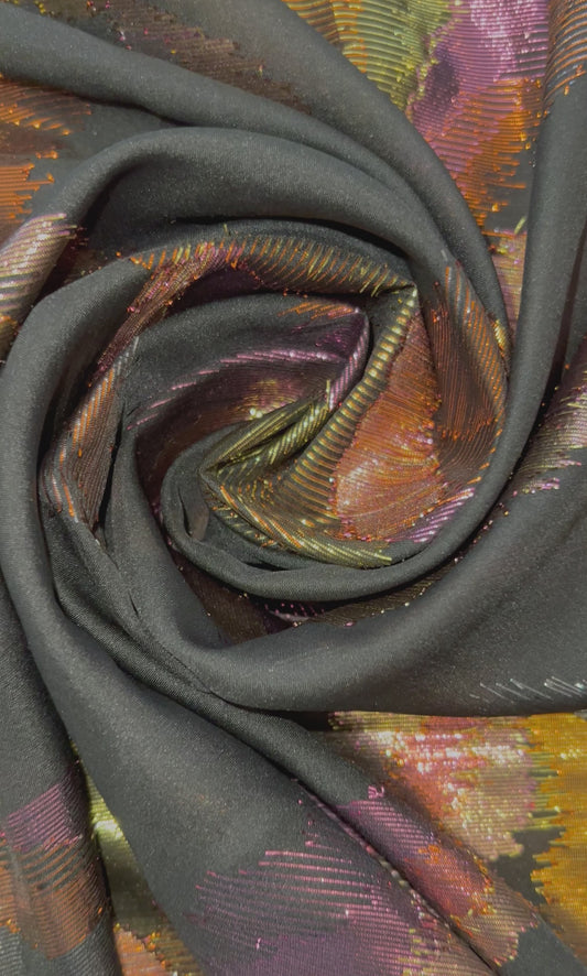 RIO: Mousseline noir ornée de lurex coloré