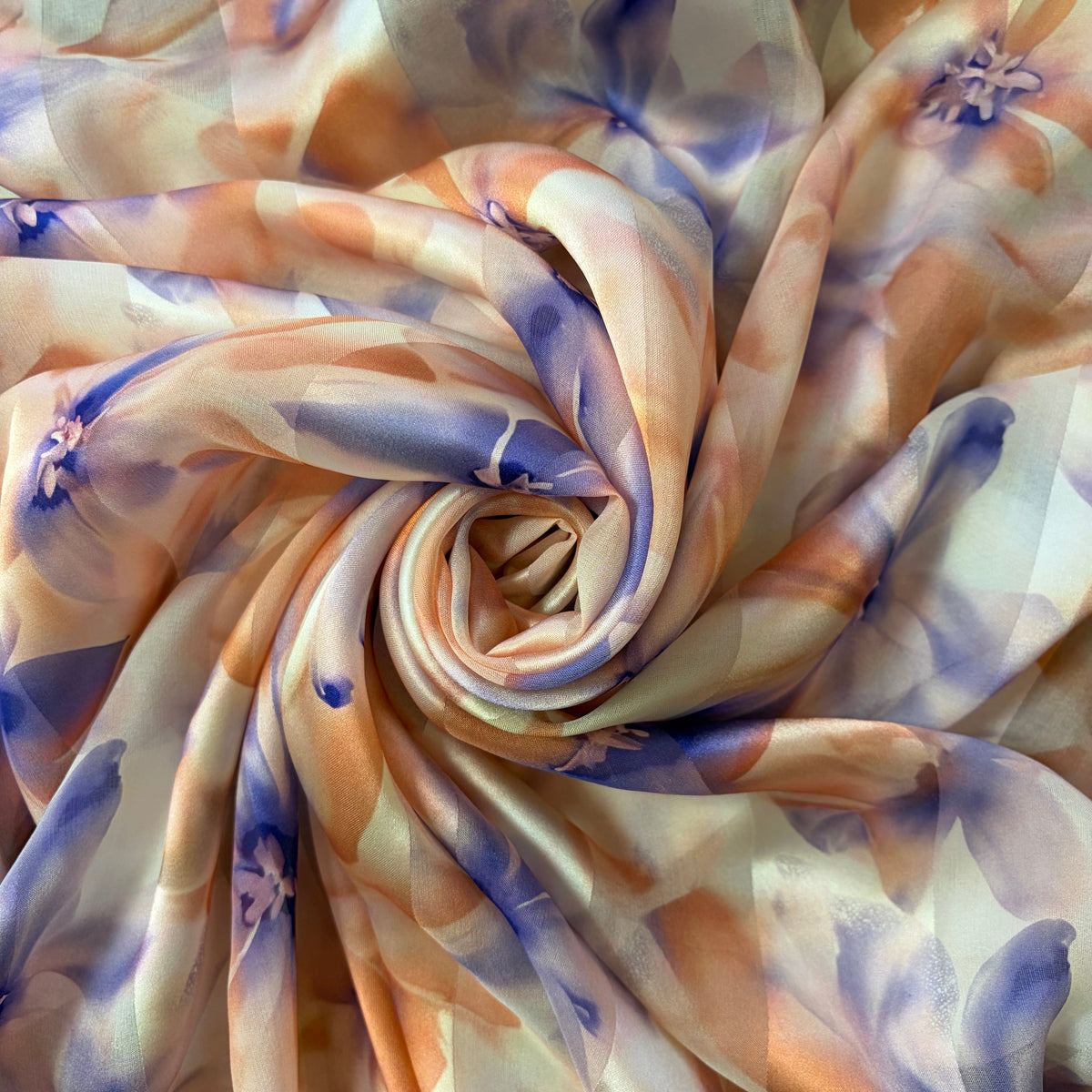 SOLÉANE : Bande satin à fleur bleue et rose