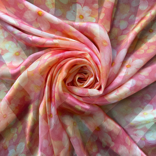 SAKURA : Bande satin imprimé floral Sakura