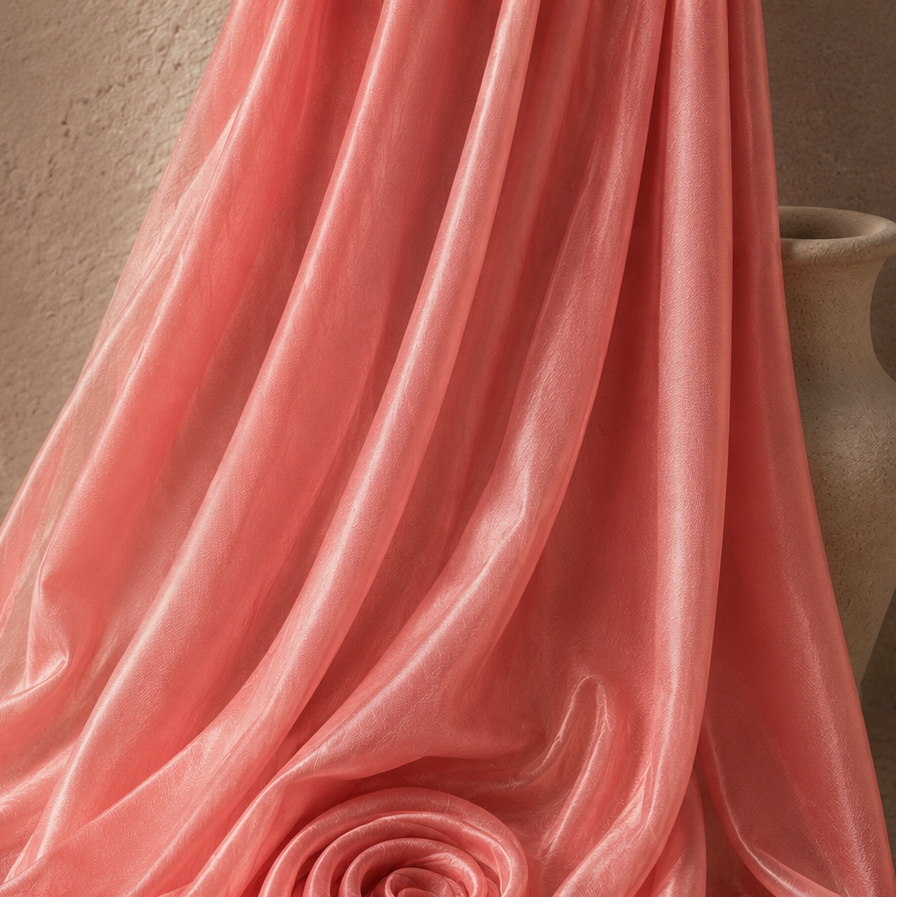 PESCA: Mousseline satinée rose corail