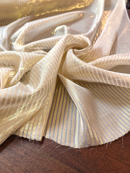 KHALESSI: Mousseline de soie rayures dorées