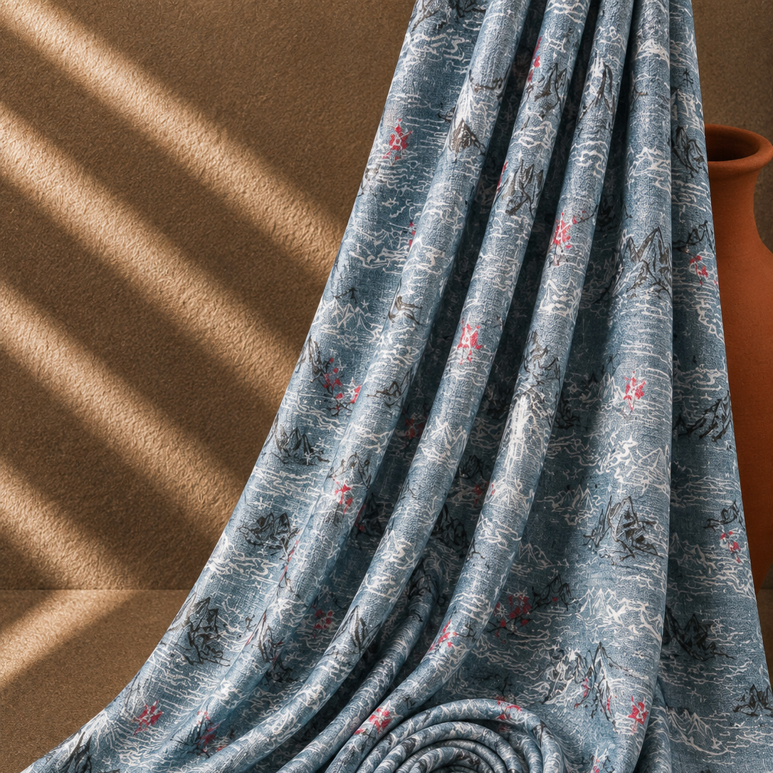 FUJI: Asian Landscape Print Mesh