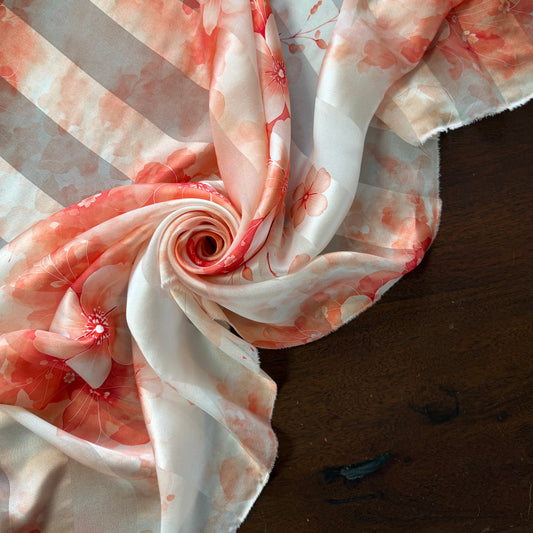 TERRA : Bande satin imprimé floral
