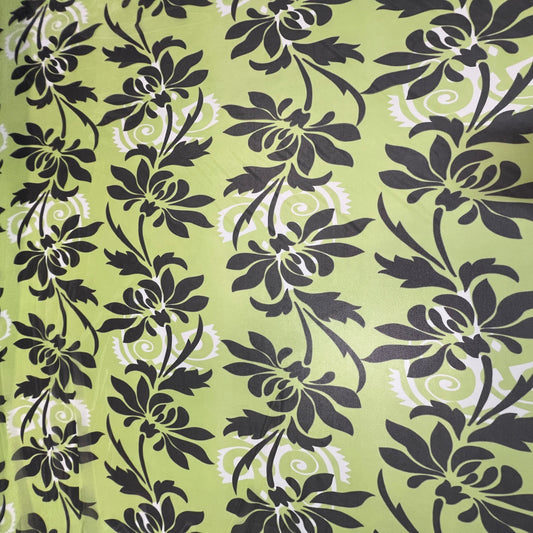NOUR : Tulle imprimer floral noir et vert
