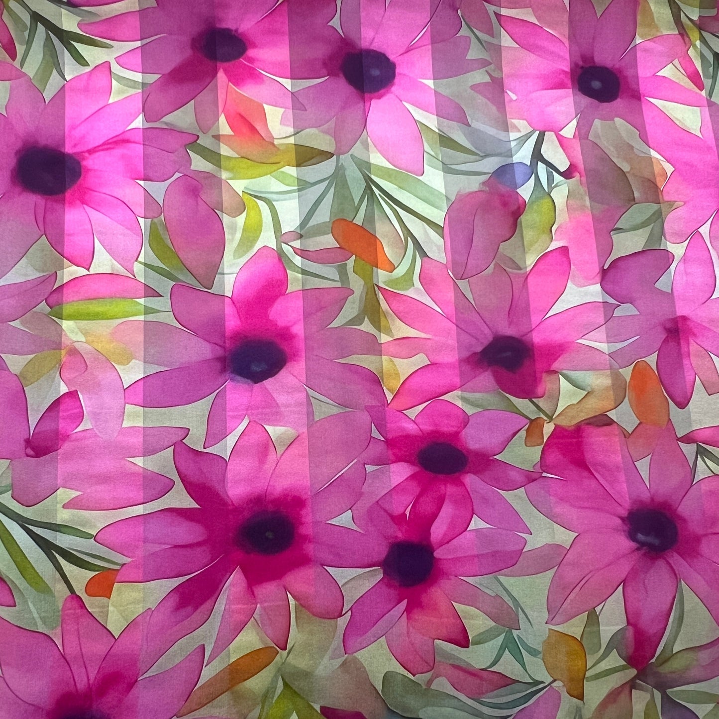 SANDRA : Bande satin imprimé florale printanier