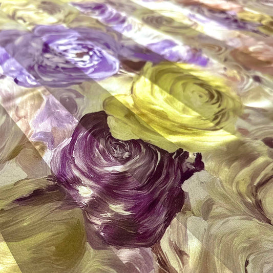 Bande satin imprimé en soie Tiss'ART Katy, finition élégante avec motif coloré, idéale pour accessoires ou couture.