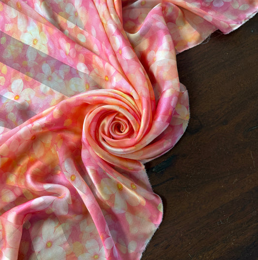SAKURA : Bande satin imprimé floral Sakura