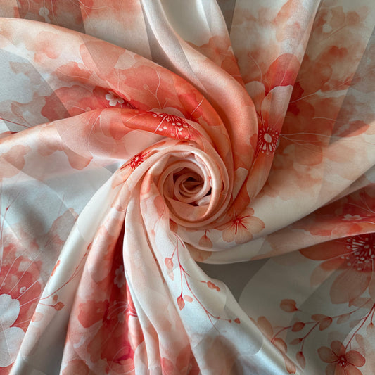TERRA : Bande satin imprimé floral